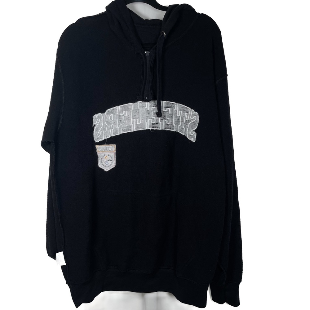 NFL Steelers Black Embroidered Zip-Up Sweatshirt with Hood Size L - Picture 6 of 9